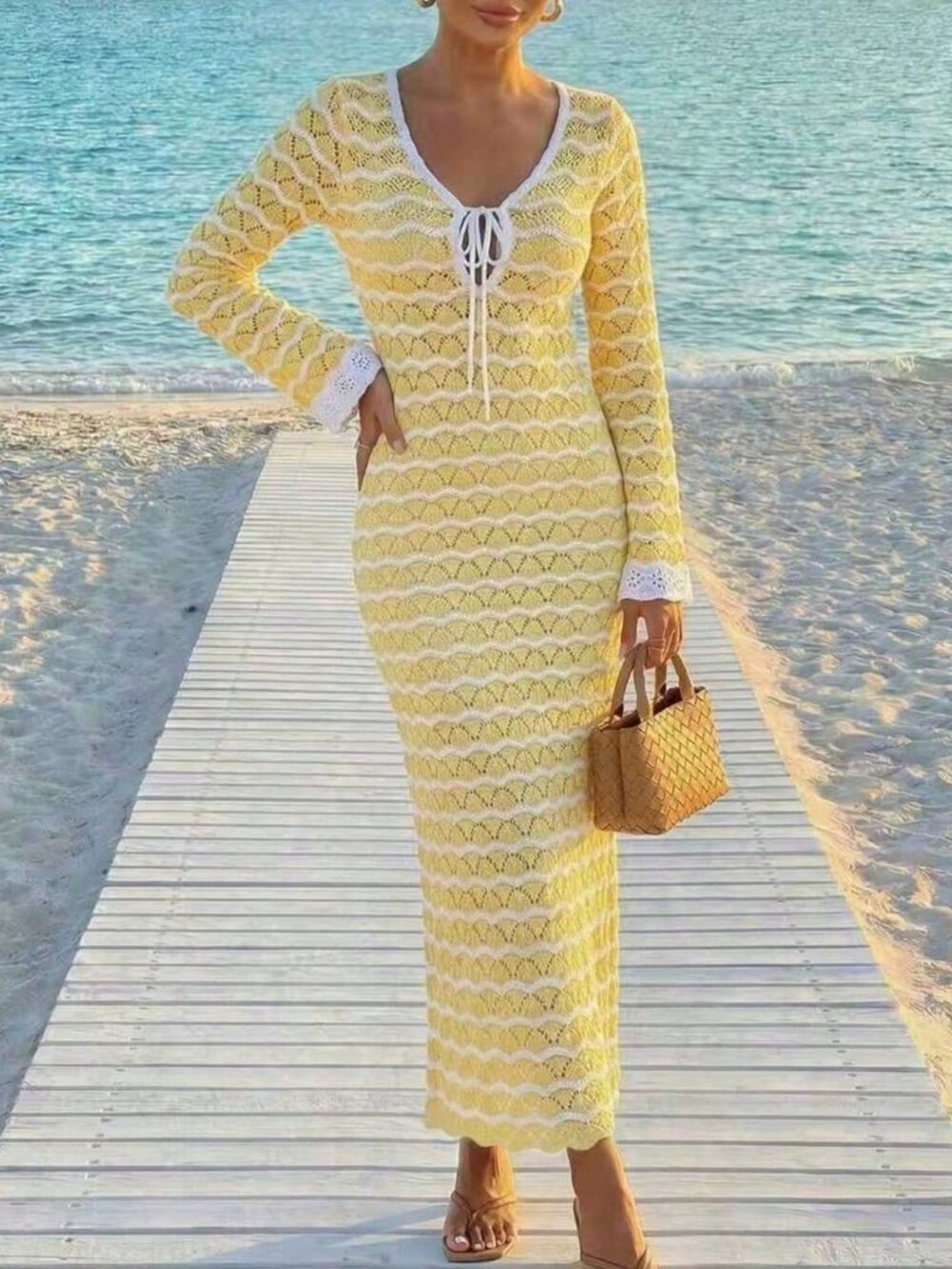 Multicolor Women's Knit Long Sleeve Dress